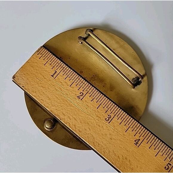 Vintage Enameled Cloisonne Brass Belt Buckle 3.5" Doves of Peace Laurel Leaves - Picture 6 of 7